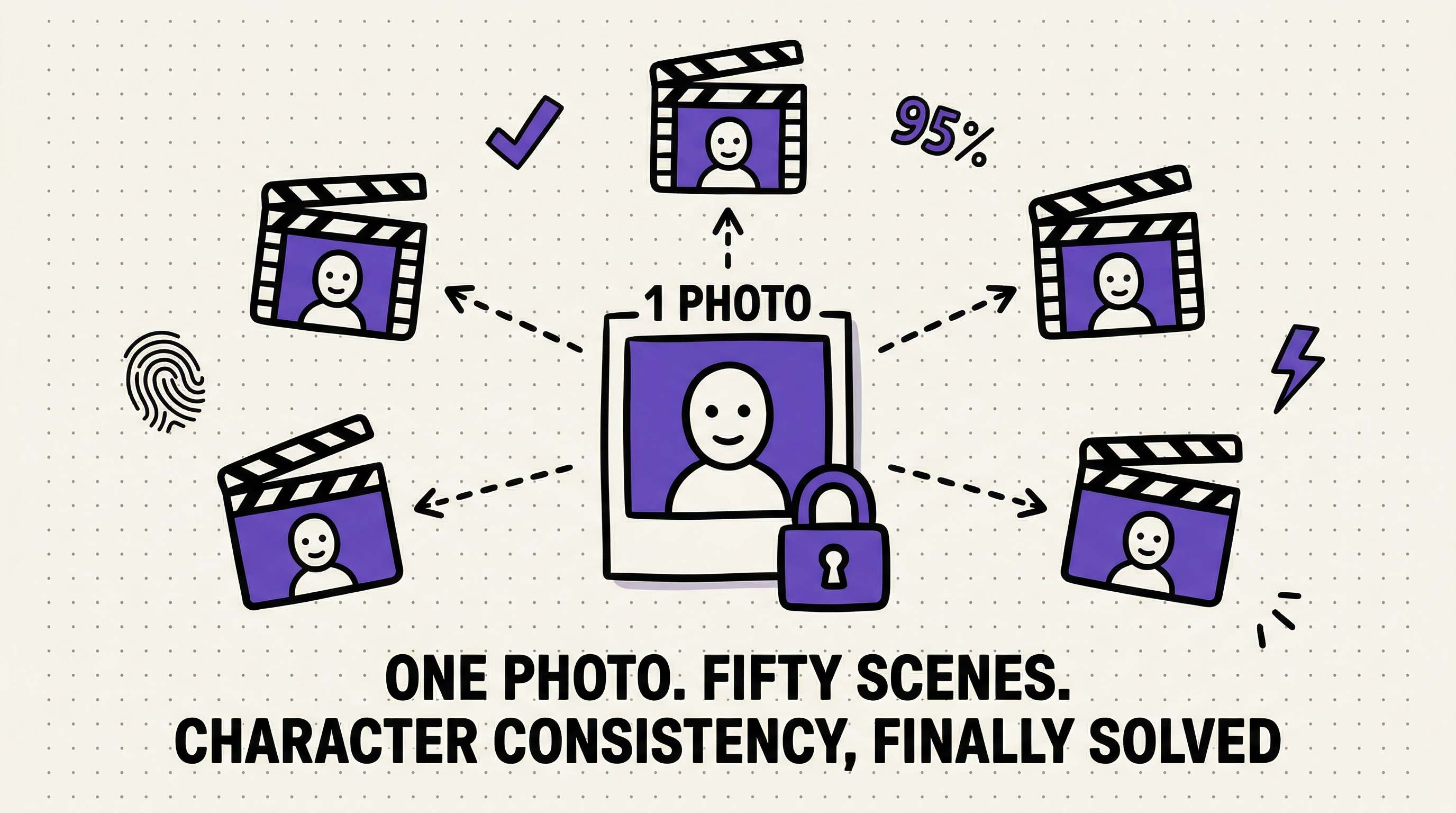 One reference photo used to maintain character consistency across multiple AI-generated video scenes